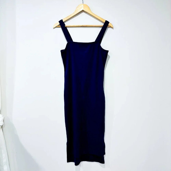 THE DROP Navy Amelia ribbed dress | Fitted midi summer dress | Medium * - Picture 5 of 9